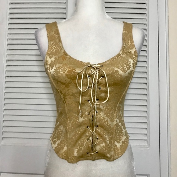 Vintage Tops - Vintage Gold Floral Brocade Corset